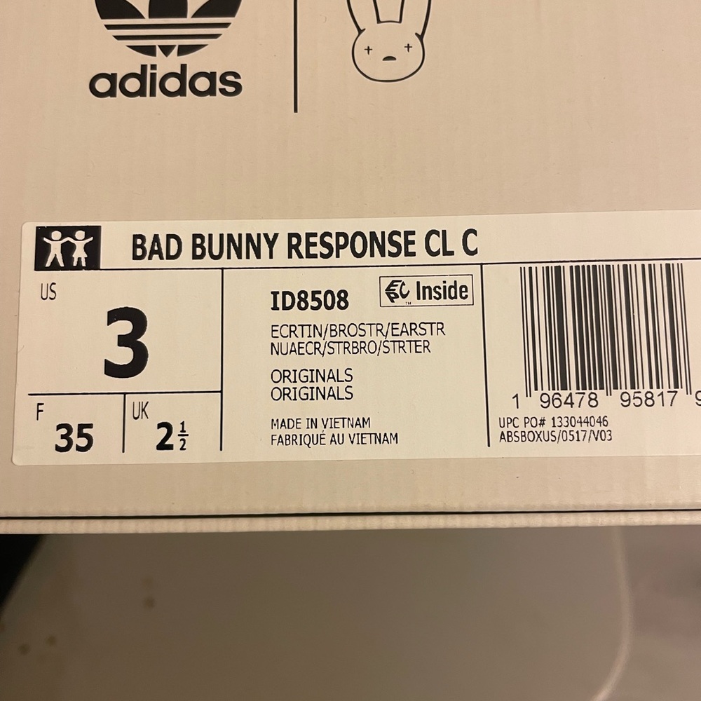 “NWT” Adidas Bad Bunny (Boy) Sneakers Size 3 - Picture 5 of 5